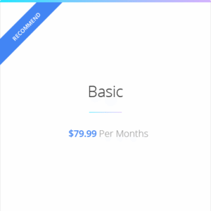 "Basic plan pricing at $79.99 per month with 'Recommend' label in blue ribbon."