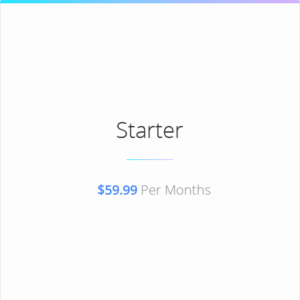 "Starter package with $59.99 monthly pricing displayed on a white background."