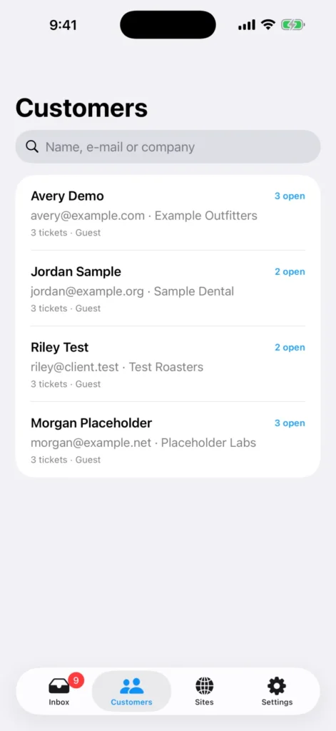 CaoDesk iPhone customer directory