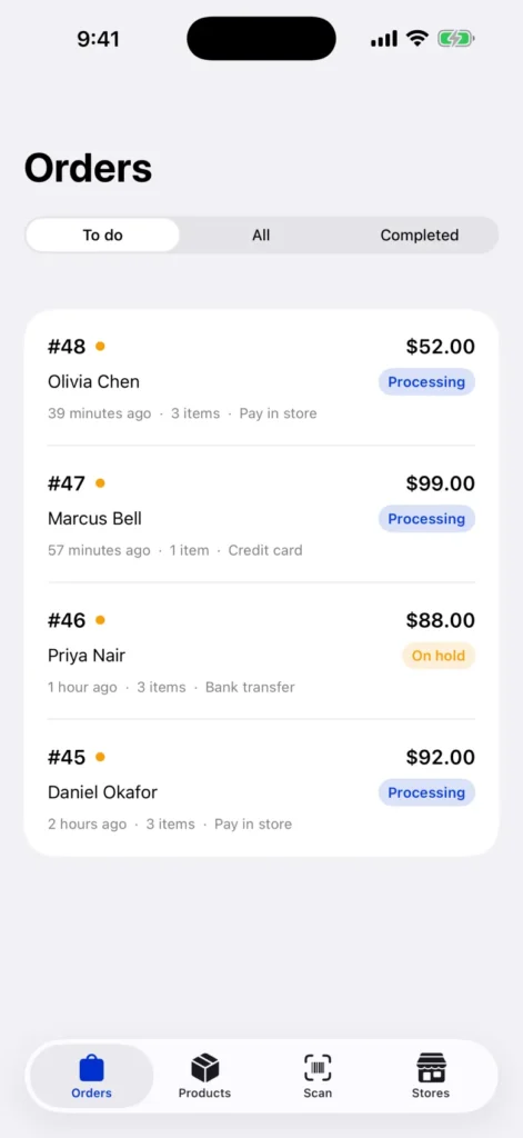 StockDeck orders to do list